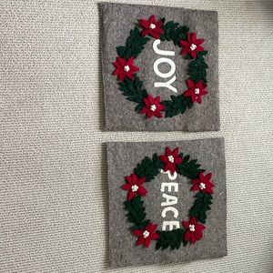 Christmas throw pillowcase set (“joy” and “peace”)